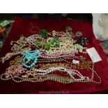 Miscellaneous costume jewellery, beads,