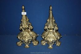 A large pair of fire dogs, 14 3/4" high.