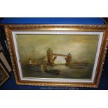A framed and signed Oil on canvas 'London's Yesterday Tower Bridge' by Brett London.