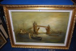 A framed and signed Oil on canvas 'London's Yesterday Tower Bridge' by Brett London.