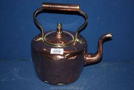 A small Copper Kettle with acorn finial, 10 1/2'' tall.