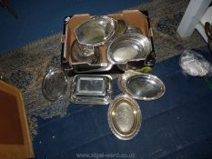 A quantity of miscellaneous entree dishes, Sheffield plate, etc. some a/f.