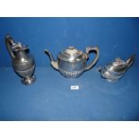 A small quantity of silver plated Teaware including large teapot and a smaller teapot with a