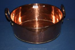 A large two handled Copper preserving Pan, 15'' diameter x 6'' deep.