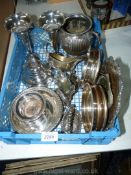 A quantity of silver plate including two wine coasters, two smaller wine coasters,