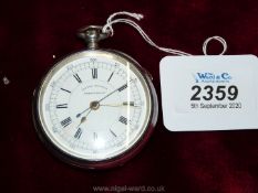 A Silver cased key-wound Centre Seconds Chronograph Pocket Watch by A.