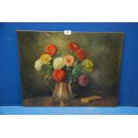 A Gerald Toobey signed Oil on board of flowers.