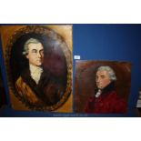 Two Portraits of gentlemen, one being an Oil on board depicting ''John Sackville,