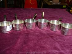 Six plated brandy Warmers with engraved initials H.J.M. by William Hutton & Sons.