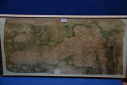 A framed 1996 Print by Wace Burgess of "The Map of Great Britain circa AD 1360,