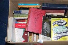A box of books: Spoken Arabic, Aircraft Gyroscopic Flight Instruments, novels etc.