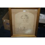 George Richmond, pencil drawing Portrait of a young boy with a dog.