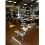 A silver plated five branch Candelabra,