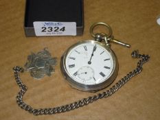 A Silver cased pocket Watch, engraved inside ''Thos Armstrong & Bro, Manchester, dated 1887,