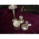 A small quantity of silver including candlesticks,