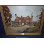 A wooden framed oil on canvas of a country house by local artist Bill Morris.