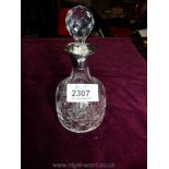 A very pretty silver collared perfume bottle, 6 1/2" tall.