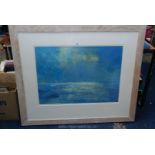 A large framed and mounted acrylic painting 'Blue Light', signed lower right Martyn Vaughn Jones,