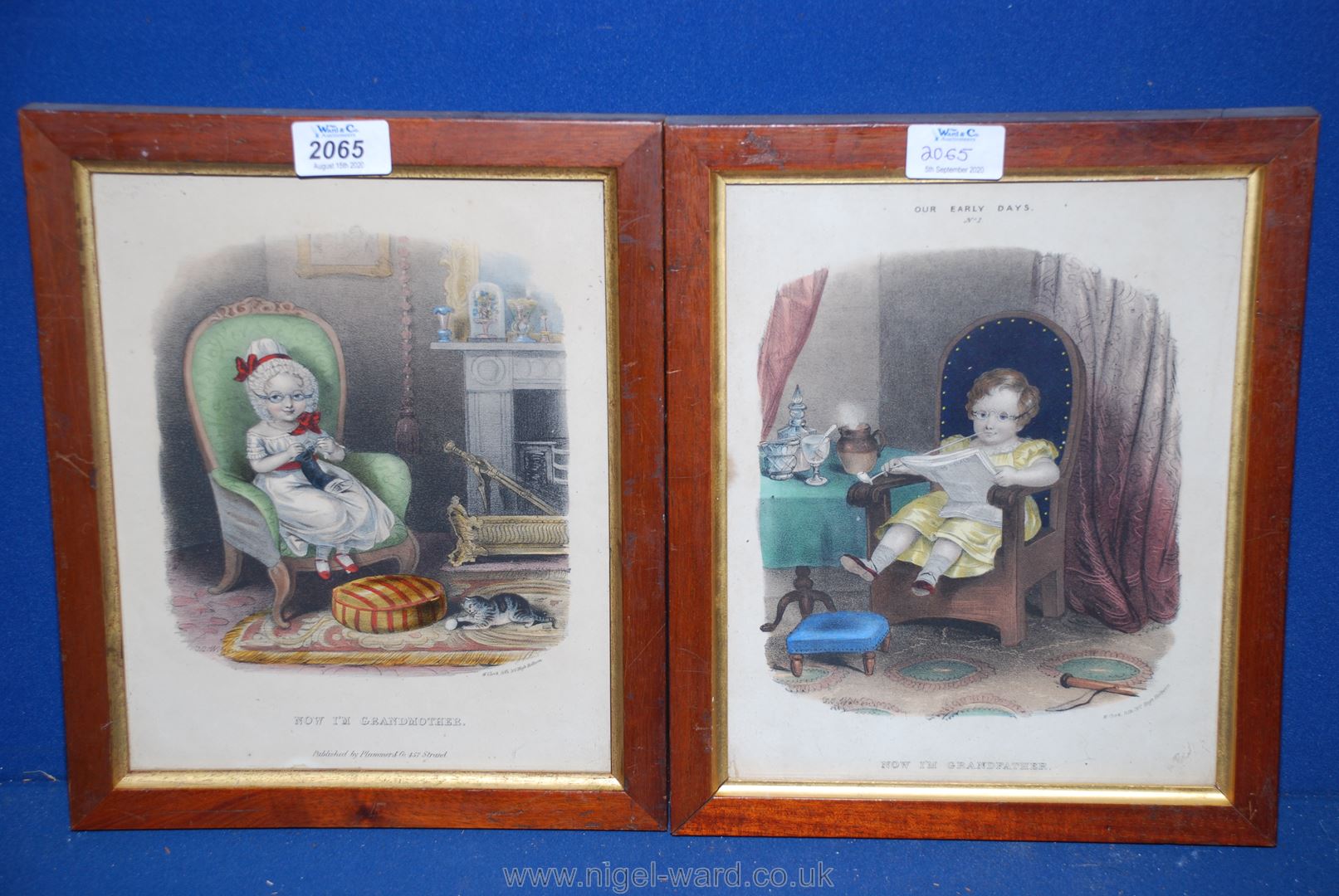 A pair of framed coloured engravings 'Our Early Days'.