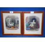 A pair of framed coloured engravings 'Our Early Days'.