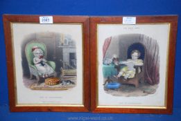 A pair of framed coloured engravings 'Our Early Days'.