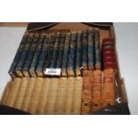 A box of books including 14 x Thackeray, 9 x Tennyson,