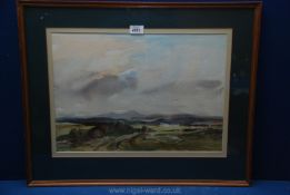 A framed and mounted Watercolour 'A Summer Landscape near Brecon',