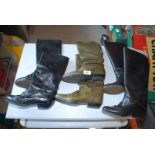 Three pairs of ladies calf length boots, size 3 1/2 - 4.