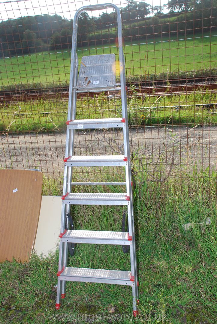 Five rung aluminium stepladder