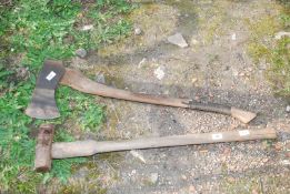 Large chopping axe and splitting axe