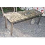 Stainless steel table base with sterling board top