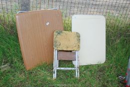 Two caravan picnic tables and a kitchen step stool/seat