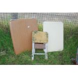 Two caravan picnic tables and a kitchen step stool/seat