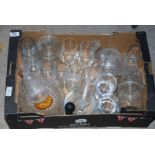 Box of various drinking glass, vases etc.