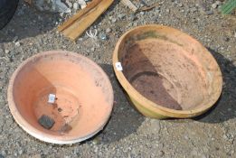 Two terracotta garden flower pots/planters,