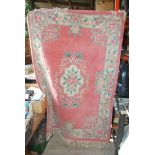 A Chinese hand woven Rug, 100% wool pile, fringed,