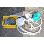 Swimming pool/water pump, hanging basket,