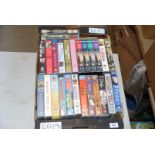 Box of various VHS tapes, 'Where Eagles Dare' etc.
