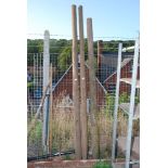 Three x 4'' round fencing posts 104'' long