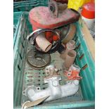 A quantity of Nuffield spares including an oil-bath type air-cleaner (base pan missing),