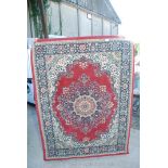 Patterned hearth rug, Imari colours, 47" x 62".