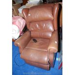 A brown leather electric chair.
