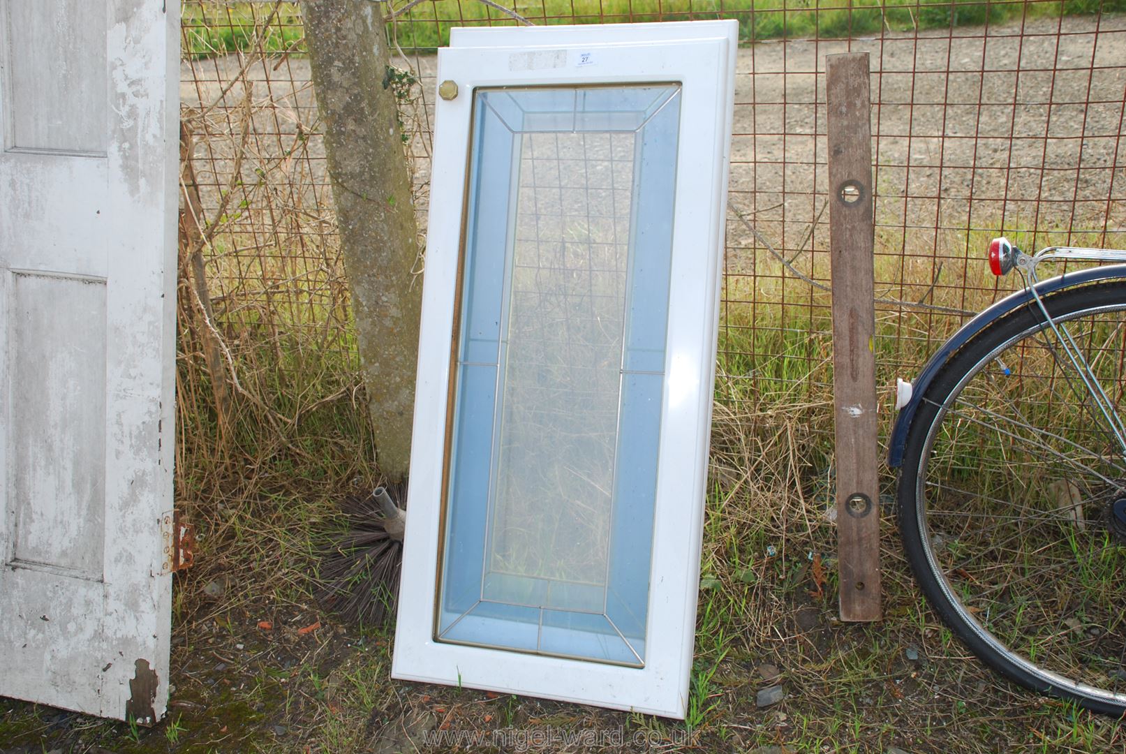 Two leaded kitchen cupboard doors