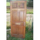 External hardwood door with brass hinges, lock and key,