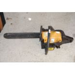 Maccat yellow petrol chainsaw complete with chain cover.