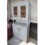 Pine painted dresser glazed top kitchen cupboard, 76'' high x 16'' deep. (photo taken Thursday).