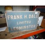 A cast Aluminium sign 12" x 18" approx. - "Frank H. Dale Limited, Leominster".