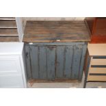 A wooden two door Kitchen base unit with interior storage compartments,