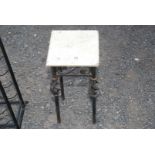 Small rectangular table with metal legs 21'' high x 9'' square