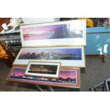 Four glazed pictures of skylines.